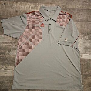 Adidas Clima Lite Tournament Collection Golf Polo, Grey and Red, Size Large